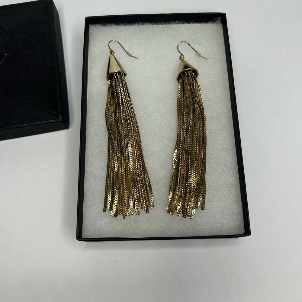 Beautiful BeBe Gold Tassel Pierced Earrings